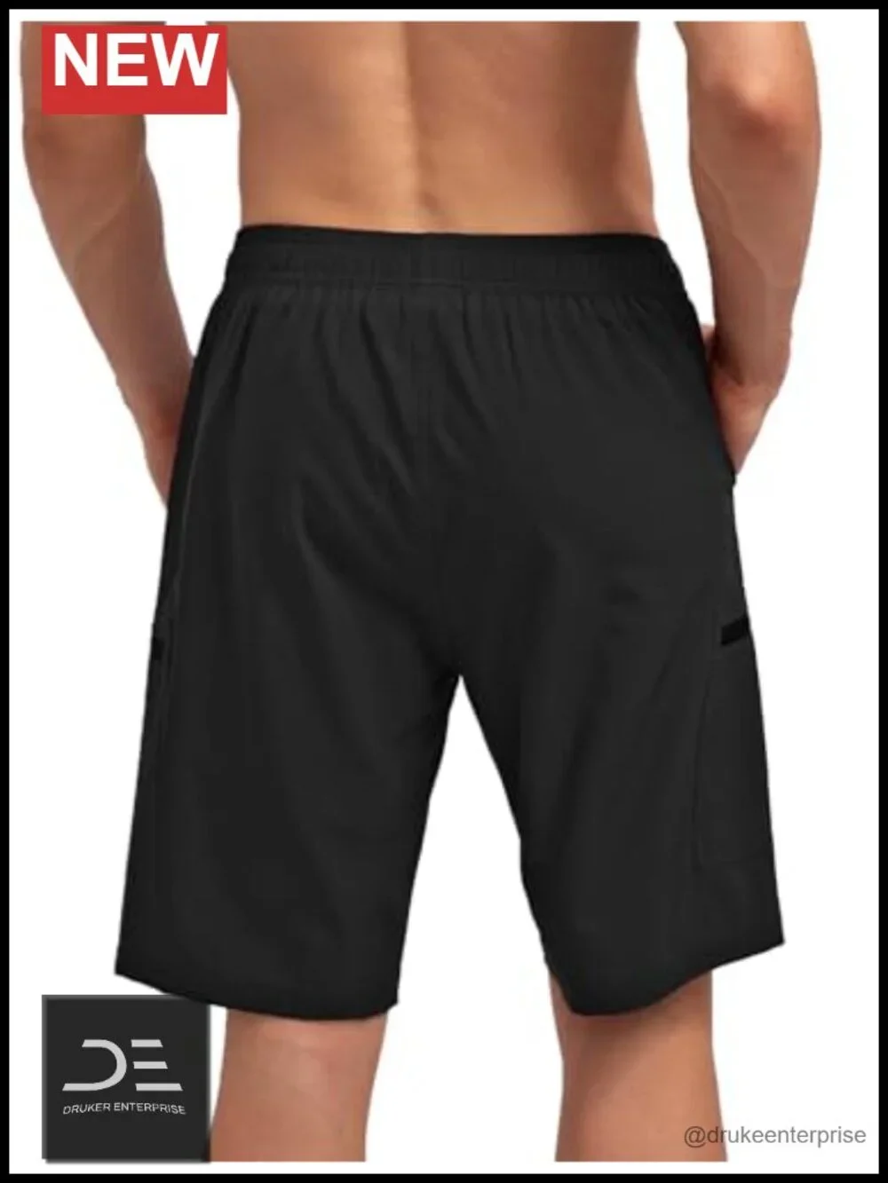 Men's Swim Trunks with Compression Liner Zipper Cargo Pockets 9 Inch Quick-Dry